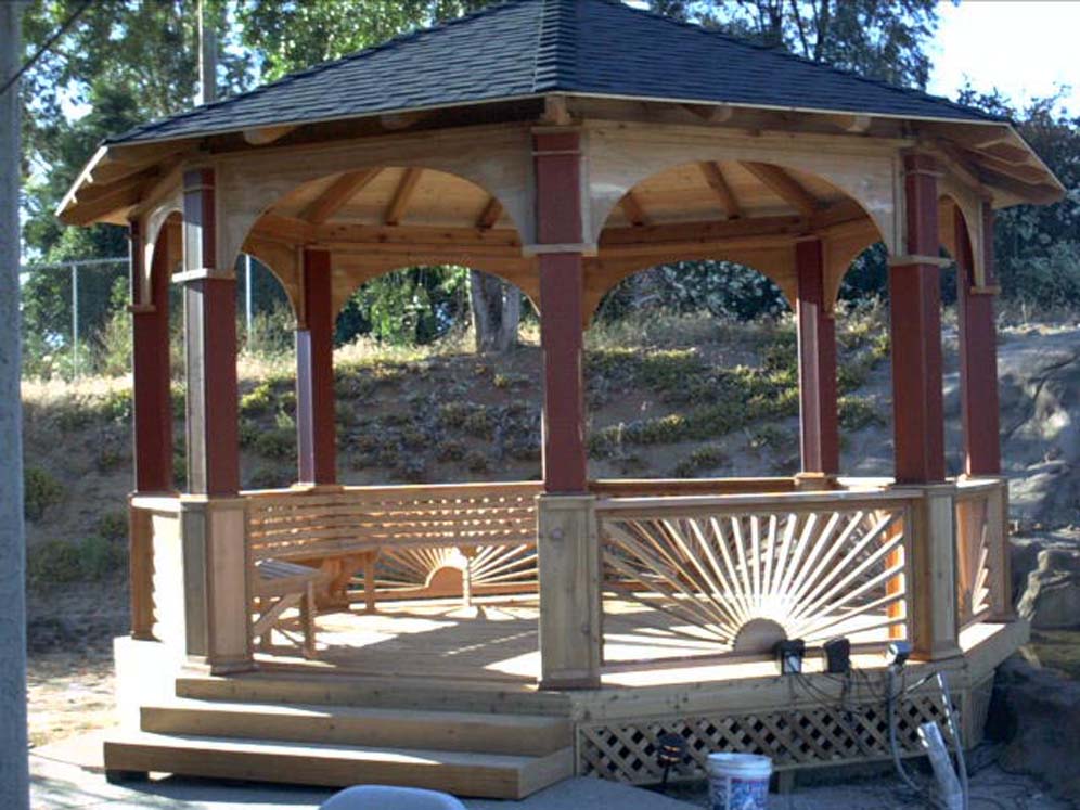 Wood Finish Gazebo Sun Siding